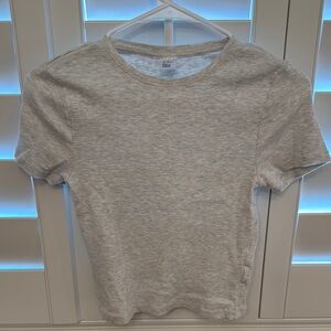 H&M Gray Ribbed Short Sleeve T-Shirt